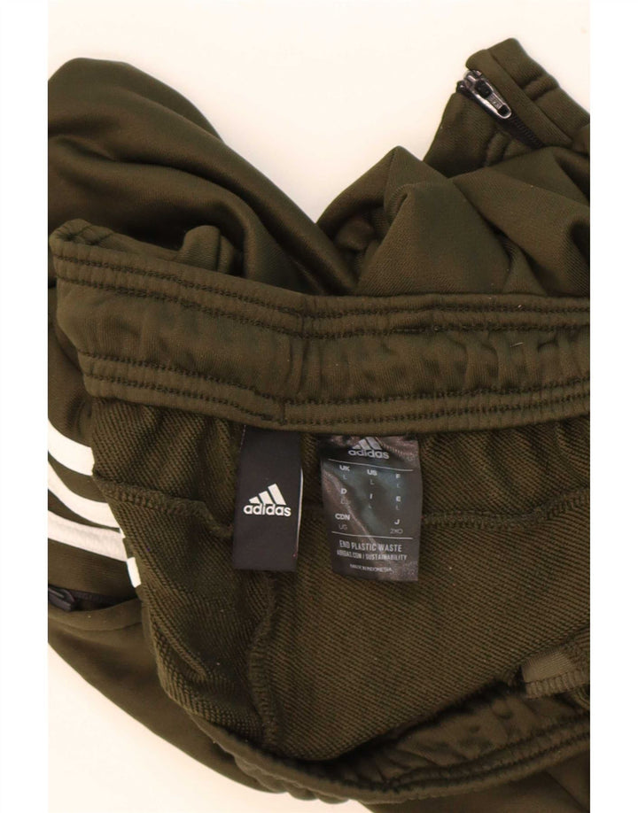Calça de treino masculina Adidas grande poliéster cáqui