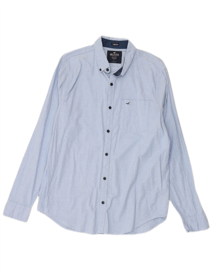 Camisa masculina HOLLISTER grande algodão azul