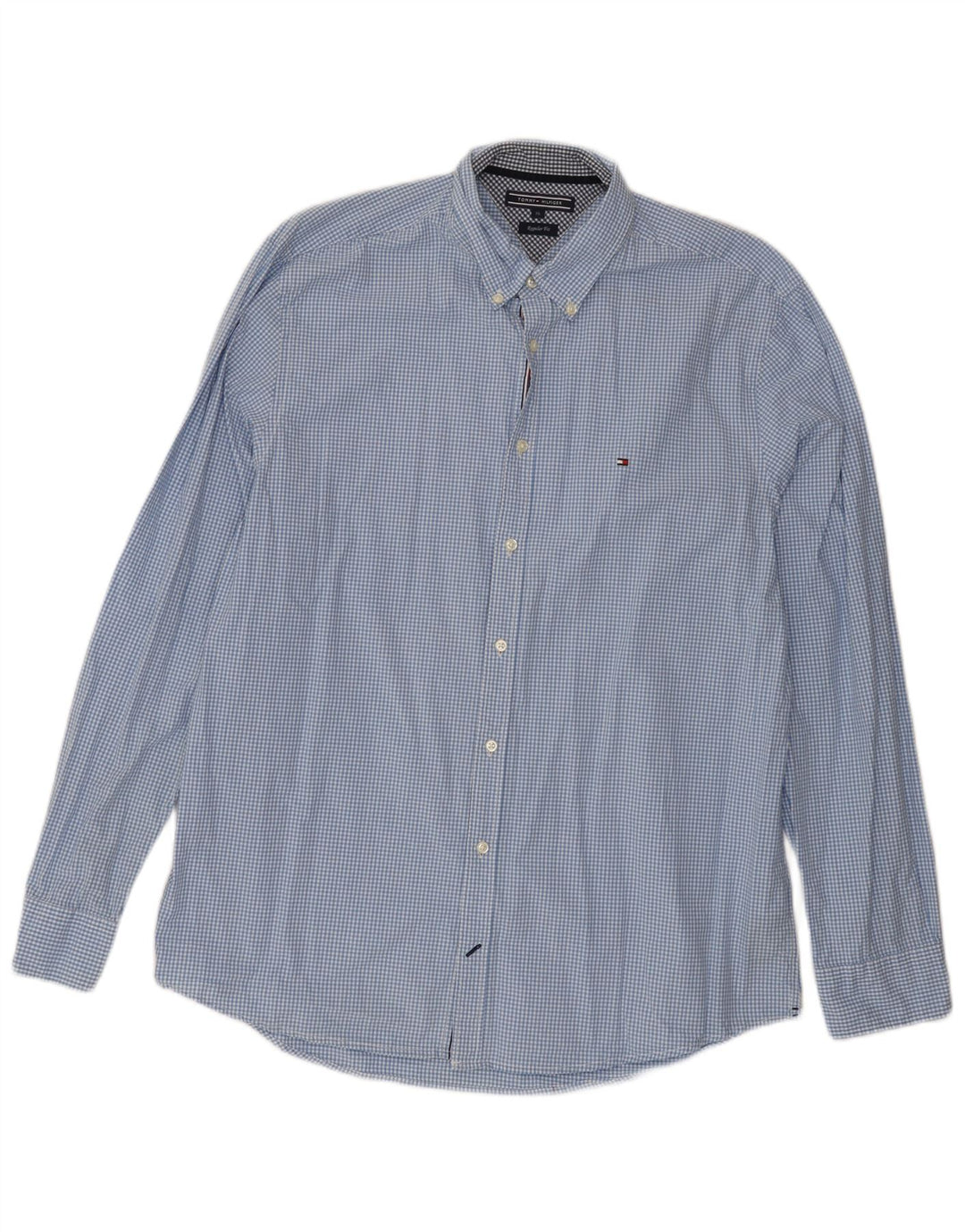 Camisa masculina Tommy Hilfiger Regular Fit XL azul algodão guingão