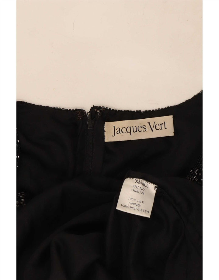 Blusa feminina de lantejoulas Jacques Vert para noite, Reino Unido 10 pequena seda preta