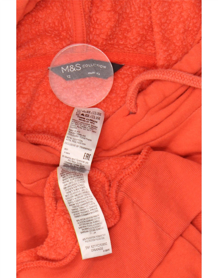 Suéter feminino com capuz grande Marks & Spencer Reino Unido 12 algodão laranja médio