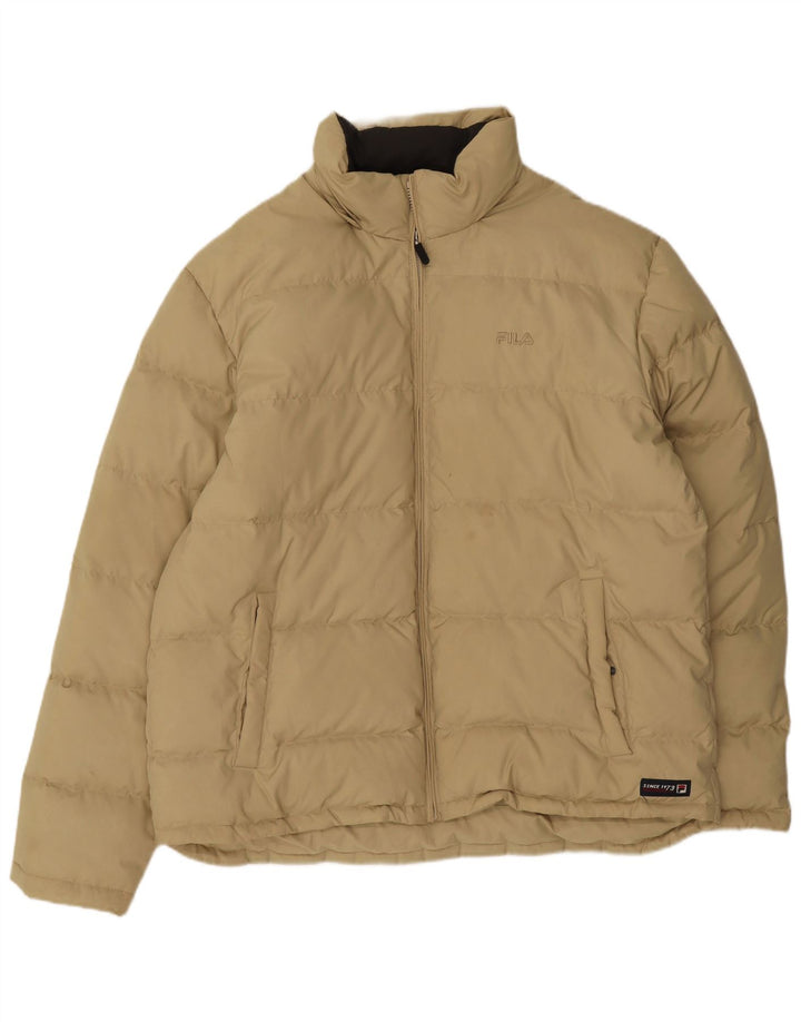 Jaqueta acolchoada masculina Fila UK 42 XL poliéster bege