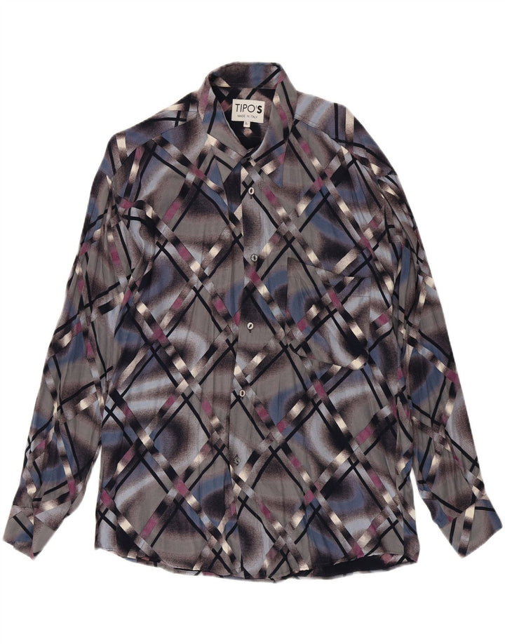Camisa masculina Tipo' S grande viscose geométrica multicolorida