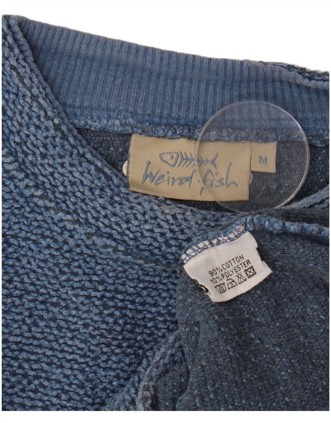 WEIRD FISH moletom feminino jumper UK 14 algodão azul médio