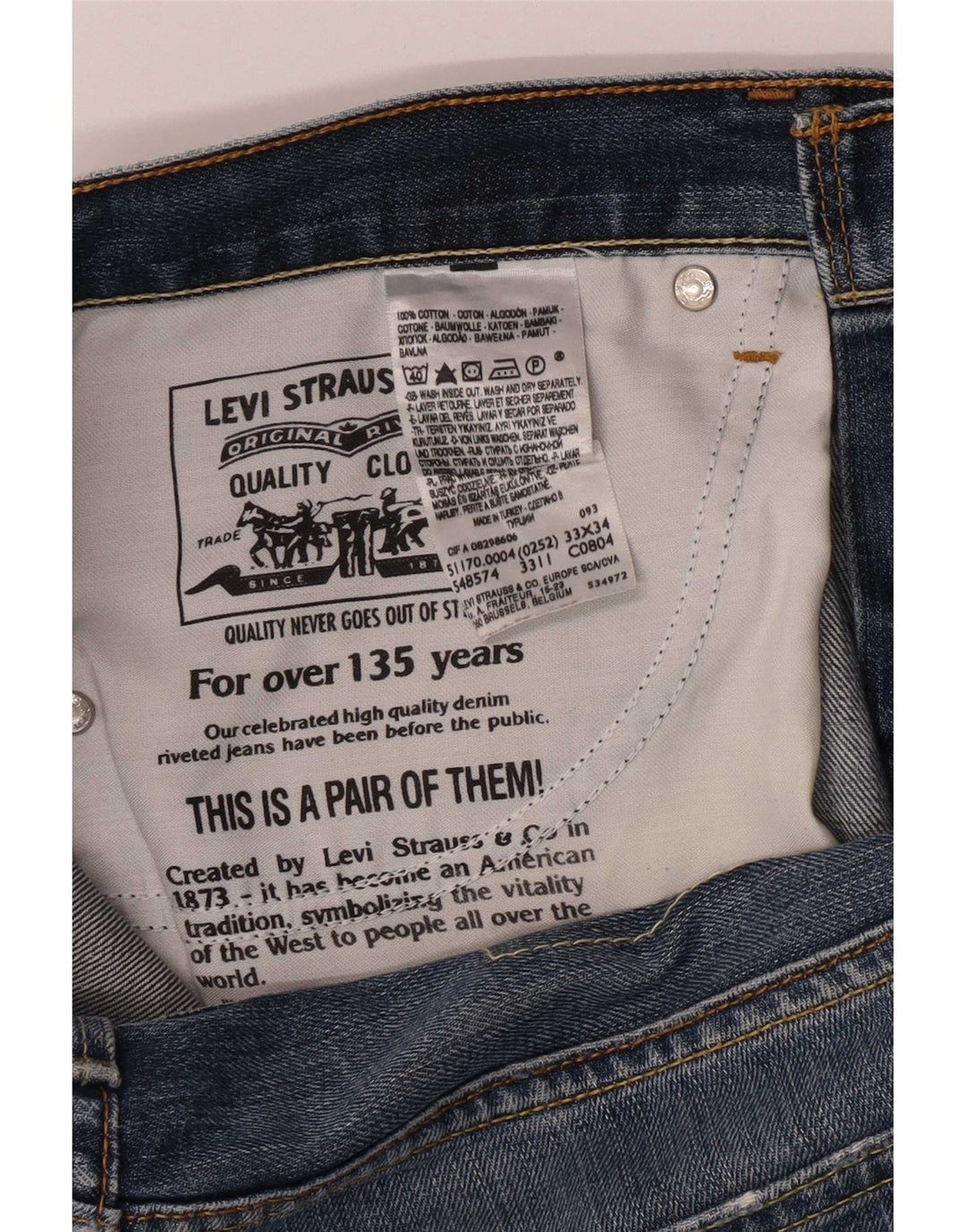 Calça Jeans Levis 511 Slim Masculina W33 L30 Azul Algodão