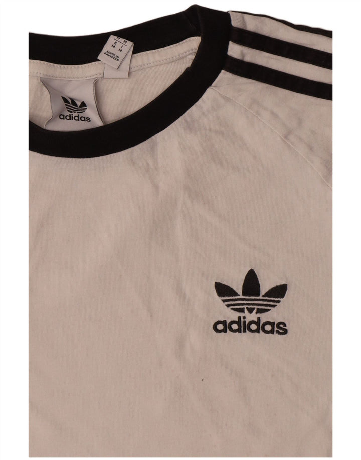 Adidas Mens Camiseta Top Médio Algodão Branco