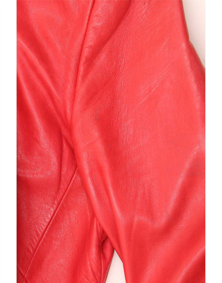 Jaqueta blazer feminina de couro com 4 botões Marc Cain EUA pequena vermelha