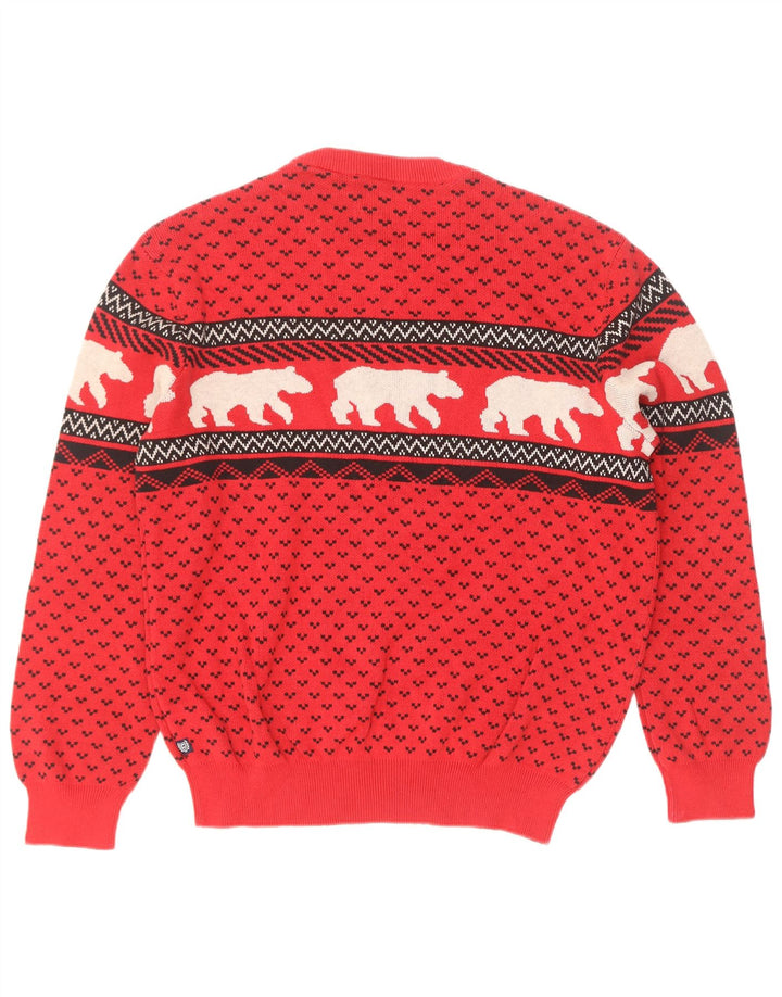 Suéter masculino Chaps com gola redonda médio vermelho Fair Isle