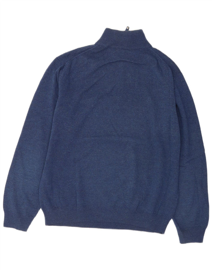 Suéter masculino Gant com zíper e gola XL em lã de cordeiro azul marinho