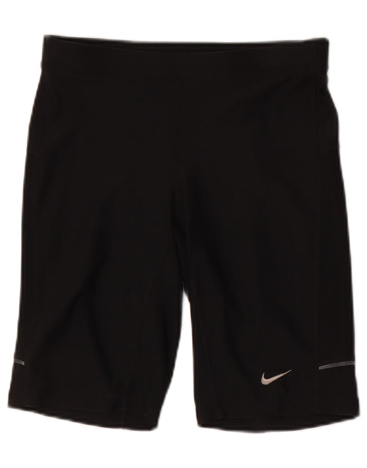 Shorts esportivos femininos Nike Dri Fit UK 8 pequenos poliéster preto