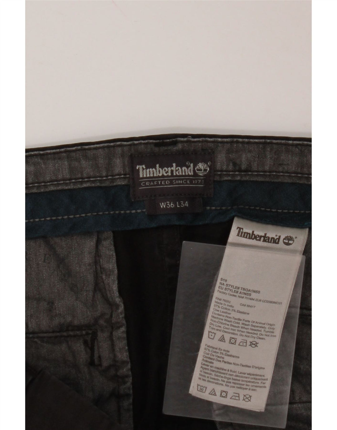 Calça chino reta feminina TIMBERLAND W36 L34 algodão preto