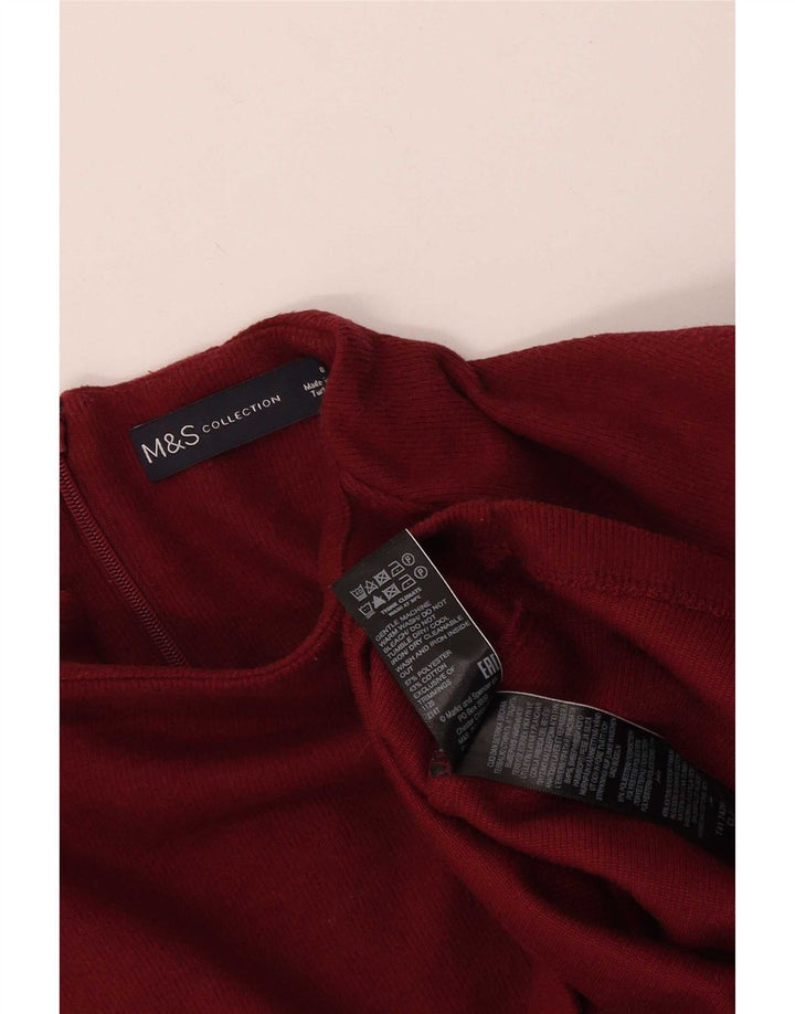 Top feminino Marks & Spencer manga 3/4 Reino Unido 8 pequeno poliéster cor de vinho