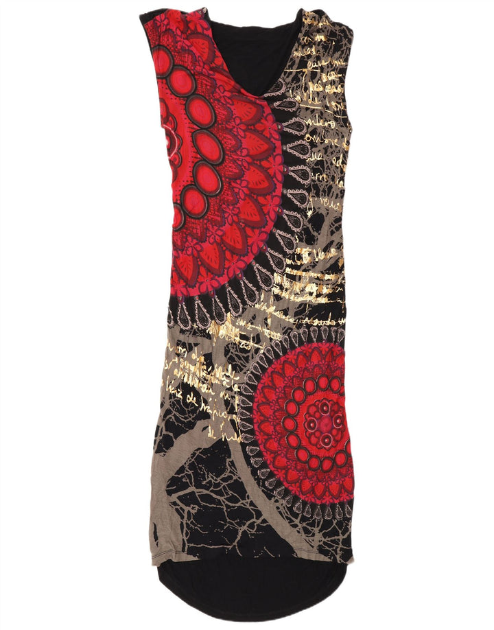 Designer Womens Abstract Pattern Maxi Dress Reino Unido 14 Grande Multicolorido