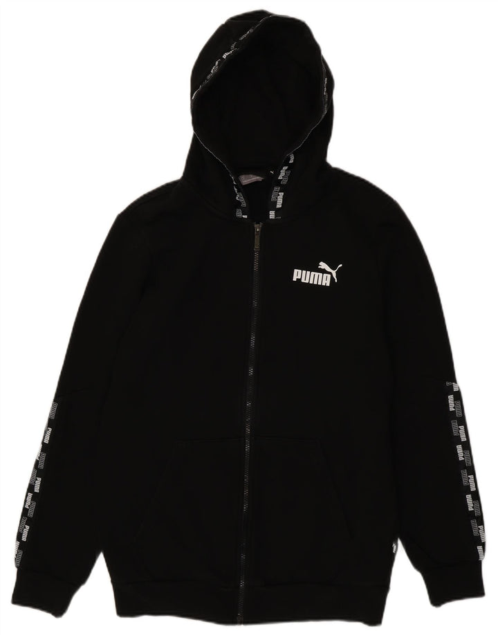 Suéter masculino Puma com capuz e zíper gráfico pequeno algodão preto