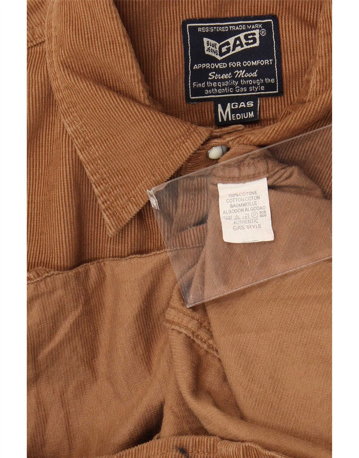 Camisa masculina de veludo cotelê Gas, algodão marrom médio