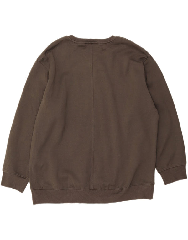 Zara moletom feminino gráfico oversized jumper UK 18 XL algodão cáqui