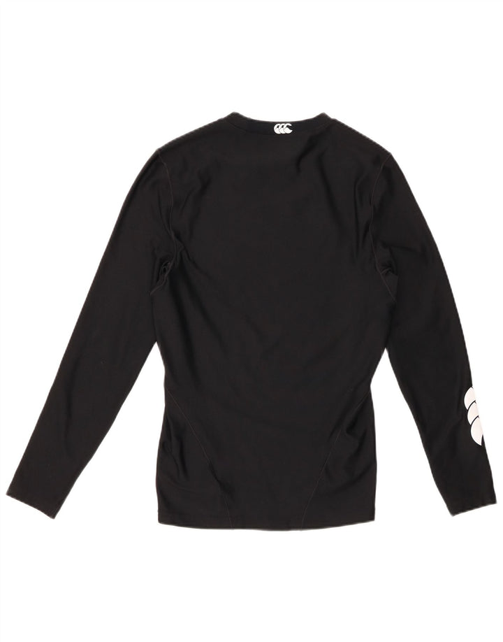 CANTERBURY Top gráfico feminino manga comprida UK 12 poliéster preto médio