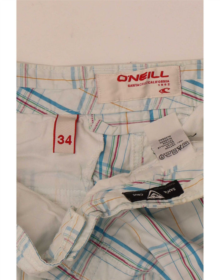 Shorts cargo masculino O'Neill W34 grande algodão xadrez azul