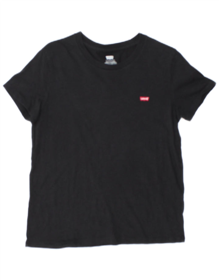 Camiseta feminina oversized Levi's UK 10 pequena algodão preto