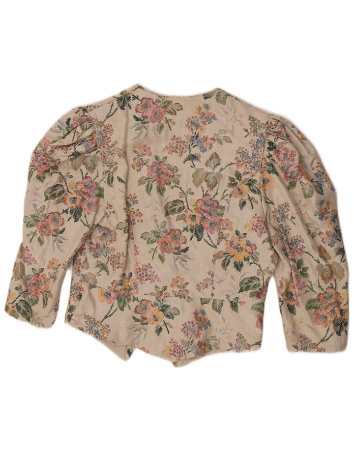 Jaqueta blazer feminina Eger manga 3/4 1 botão IT 42 médio bege floral