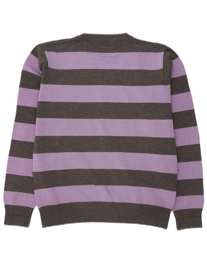 Suéter masculino Jack & Jones com decote em V listrado roxo médio