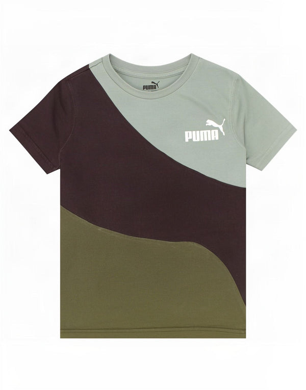 Camiseta Puma Boys Graphic Top 7-8 Anos Verde Colorblock