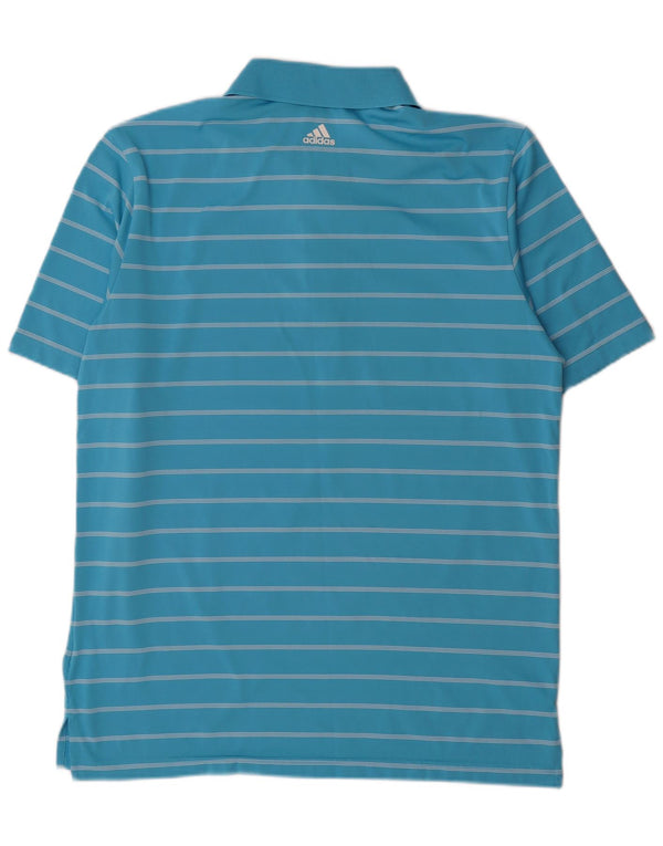 Camisa polo masculina adidas poliéster listrado azul médio