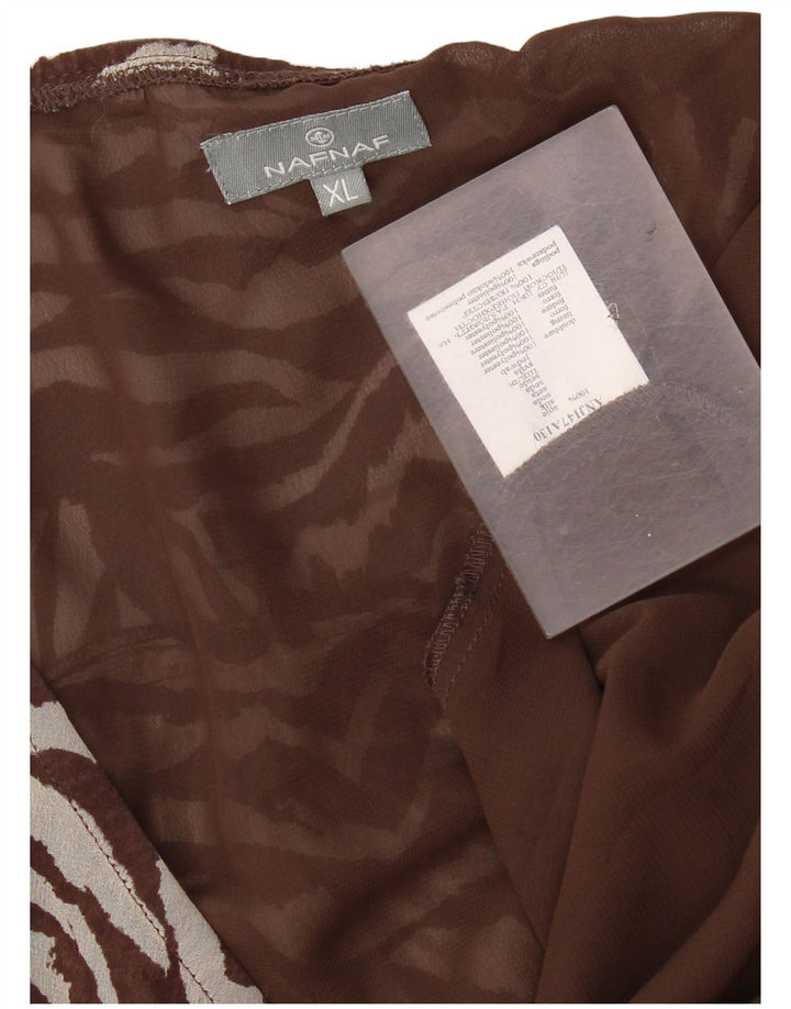 Saia assimétrica feminina Naf Naf XL W36 marrom estampa animal poliéster