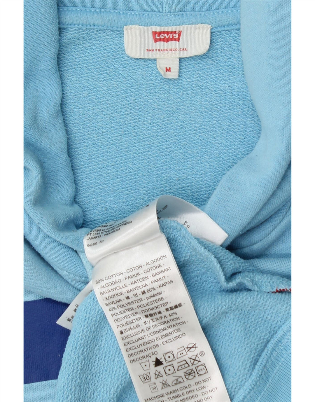 Suéter com capuz gráfico feminino LEVI'S UK 14 algodão azul médio