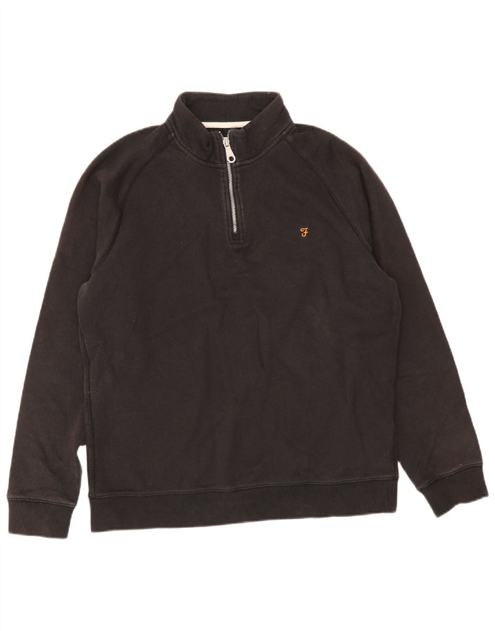 Moletom masculino Farah com zíper e gola XL de algodão preto