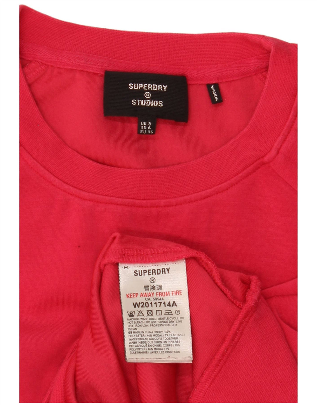 Superdry Womens Crop Oversized Sweatshirt Jumper UK 8 Pequeno Poliéster Vermelho