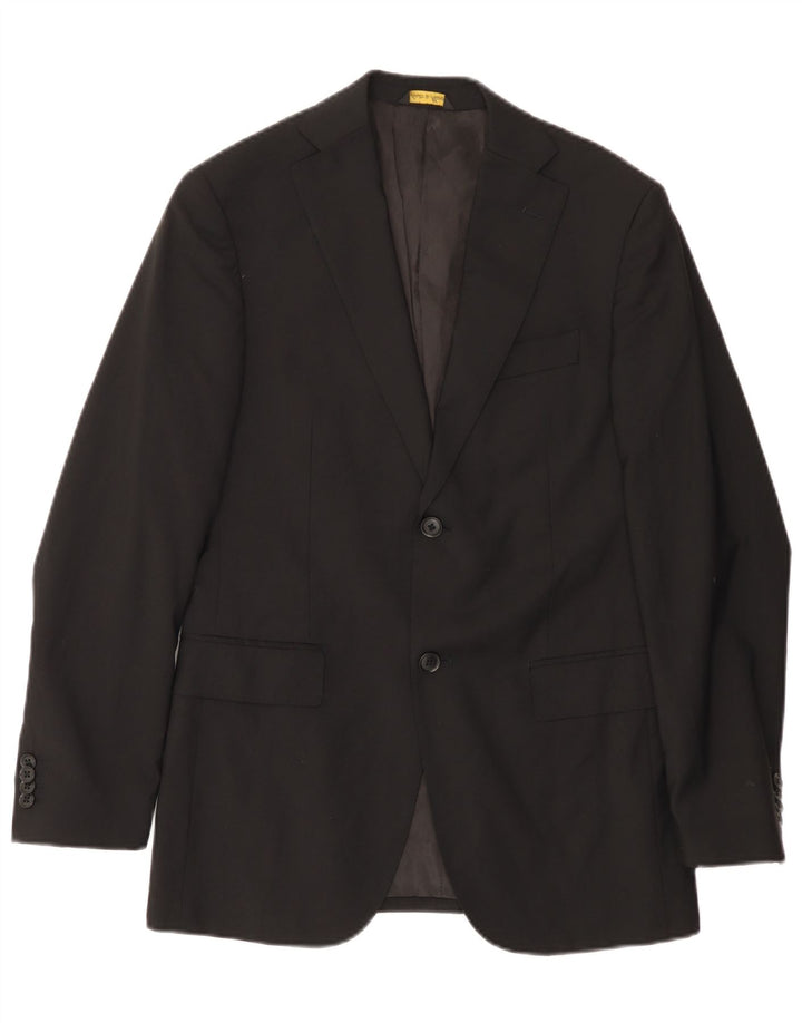 Enrico Coveri Jaqueta blazer masculina de 2 botões IT 46 pequena lã preta