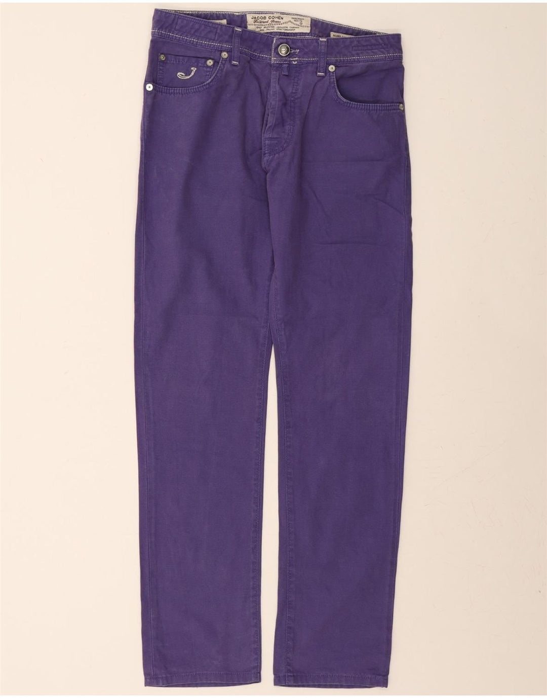 JACOB COHEN Womens Straight Casual Trousers W33 L32 Purple Cotton Vintage Jacob Cohen and Second-Hand Jacob Cohen from Messina Hembry 