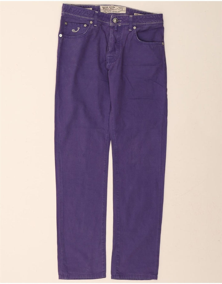 JACOB COHEN Womens Straight Casual Trousers W33 L32 Purple Cotton Vintage Jacob Cohen and Second-Hand Jacob Cohen from Messina Hembry 