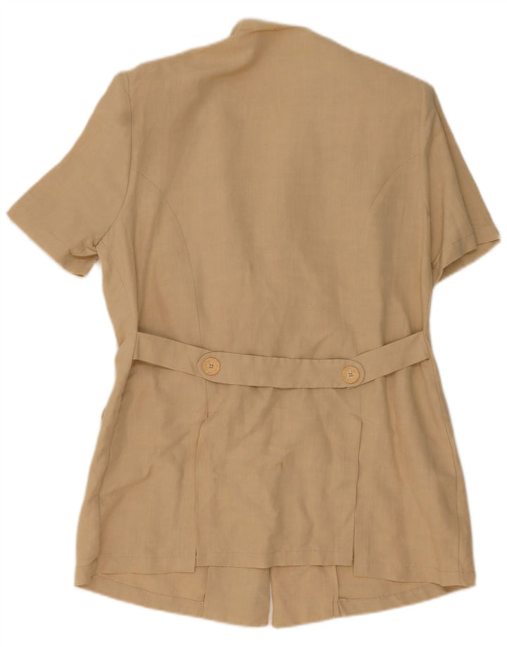 Jaqueta blazer feminina VINTAGE manga curta com 3 botões IT 46 grande bege