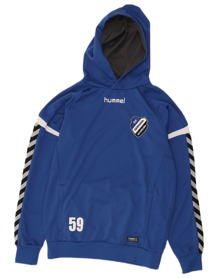 Hummel moletom com capuz masculino gráfico pequeno azul poliéster