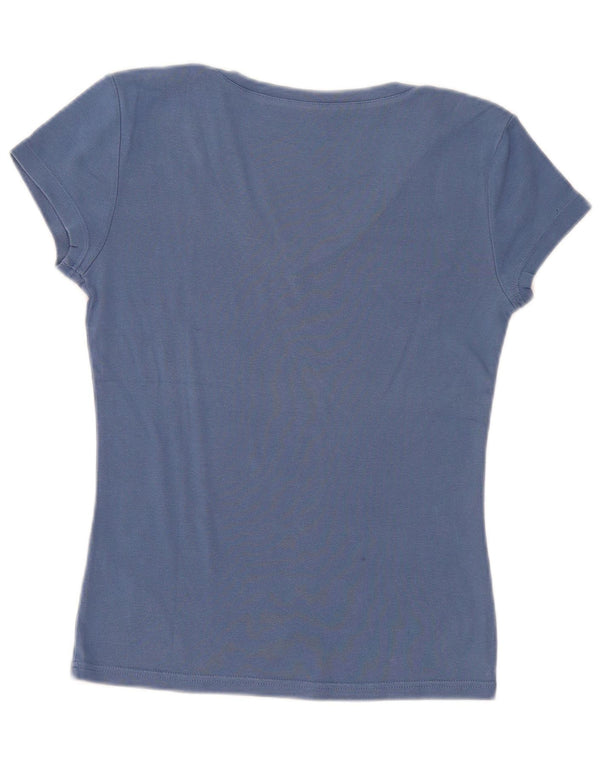 Tommy Hilfiger Camiseta Feminina Top UK 10 Pequeno Azul Algodão