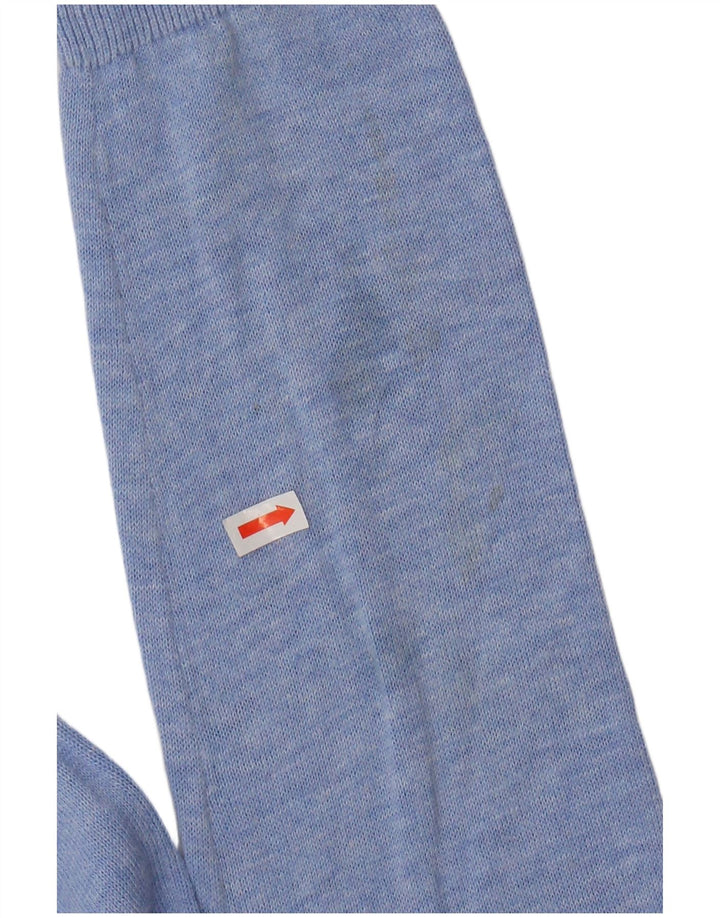 Suéter cardigã feminino WHITE STUFF Reino Unido 10 pequeno algodão manchado azul