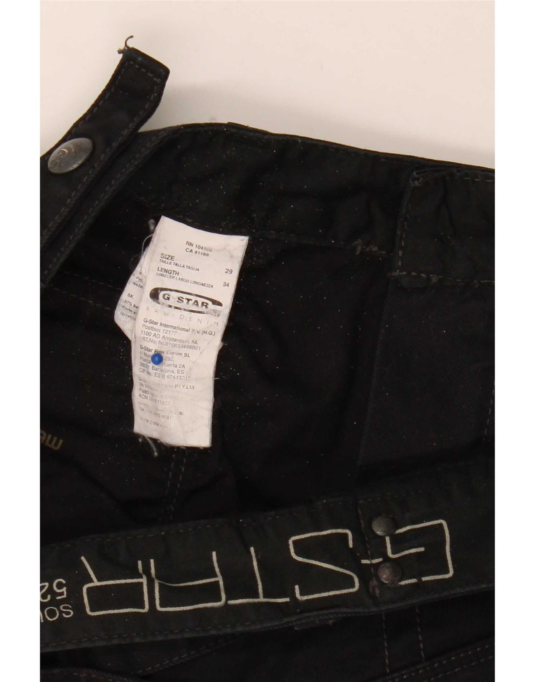 Jeans retos masculinos G-Star W29 L26 algodão preto