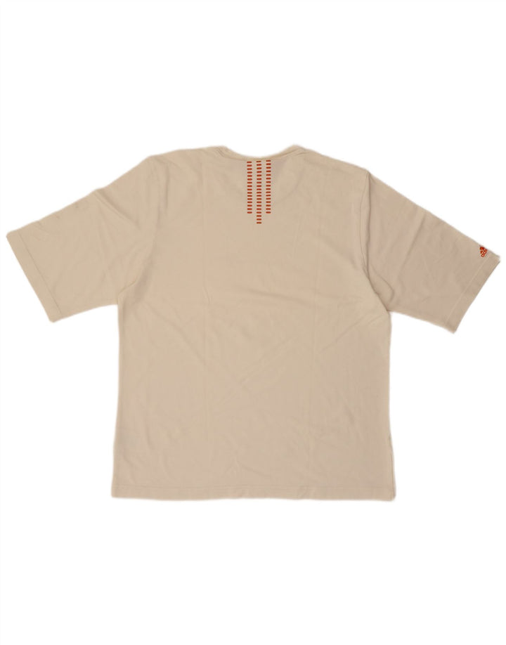 ADIDAS Mens Graphic T-Shirt Top Grande Off White Algodão