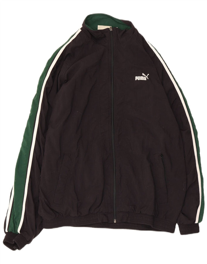 Puma Mens Treino Top Jaqueta Grande Poliéster Colorblock Preto
