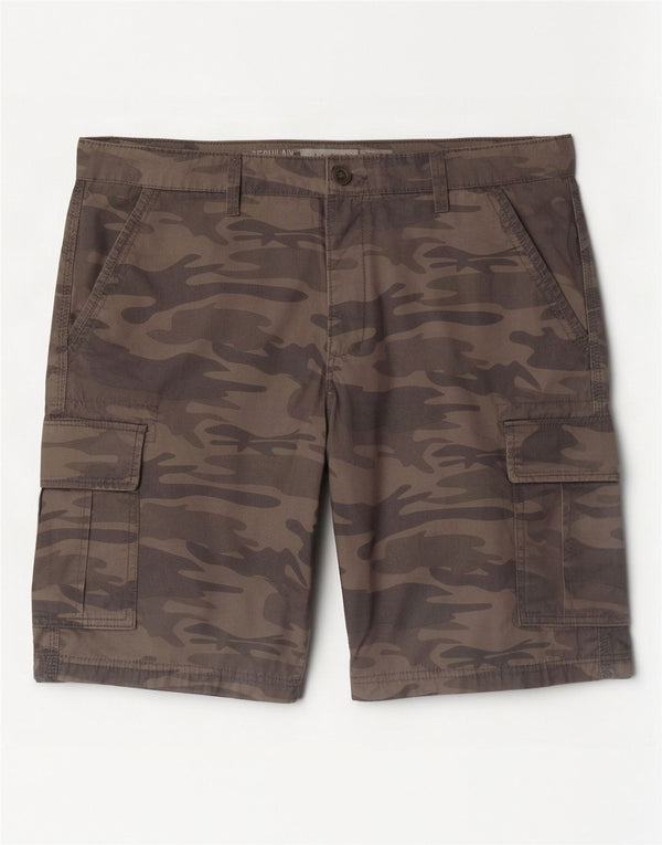 Shorts cargo regulares masculinos In Extenso W36 grande algodão camuflado cinza