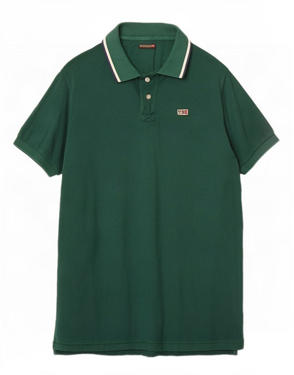 Camisa pólo geográfica masculina Napapijri XL algodão verde