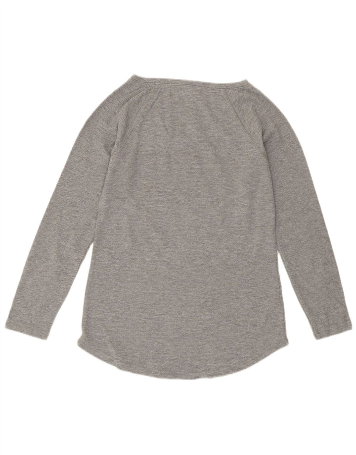 Eddie Bauer Top feminino de manga comprida Reino Unido 12 cinza médio Fair Isle algodão