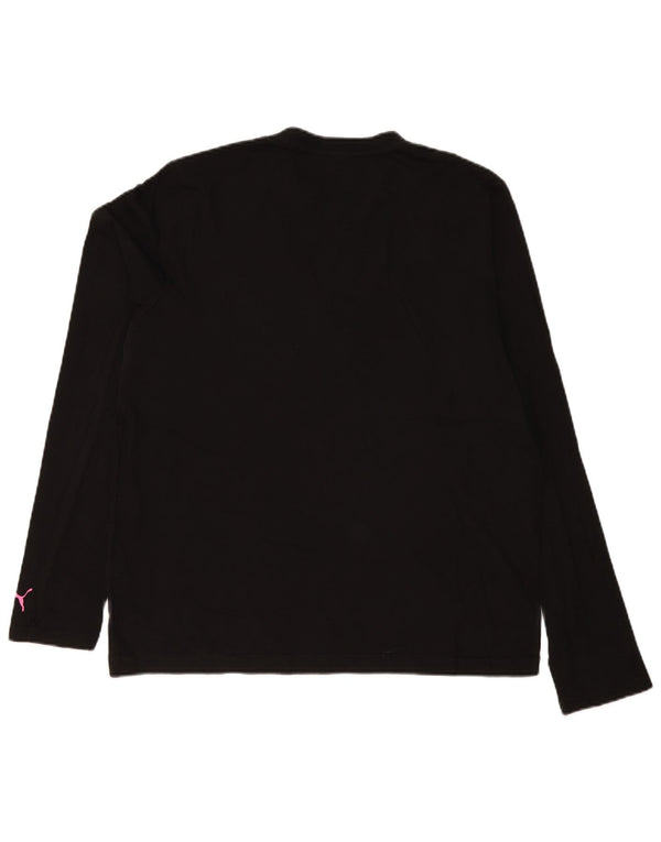 Puma Mens Graphic Top Manga Longa Grande Algodão Preto