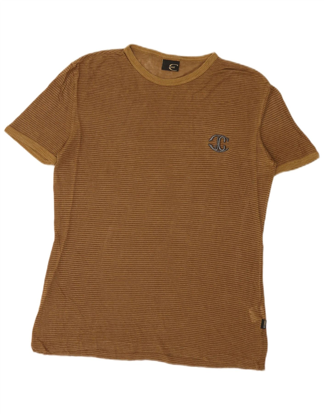 Camiseta masculina Just Cavalli Top médio listrado marrom