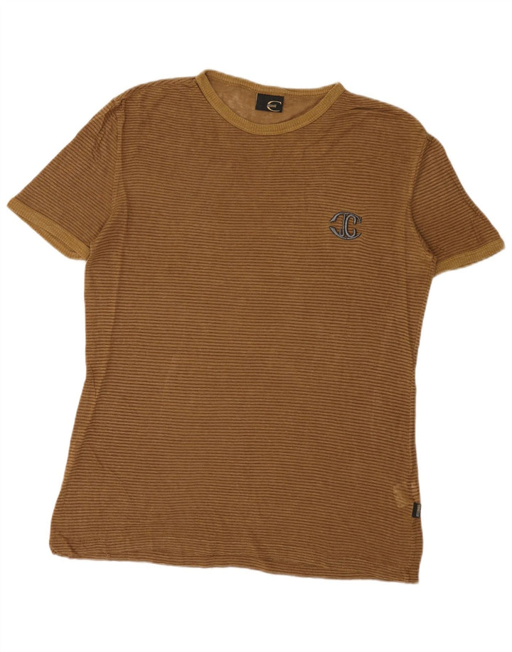 Camiseta masculina Just Cavalli Top médio listrado marrom