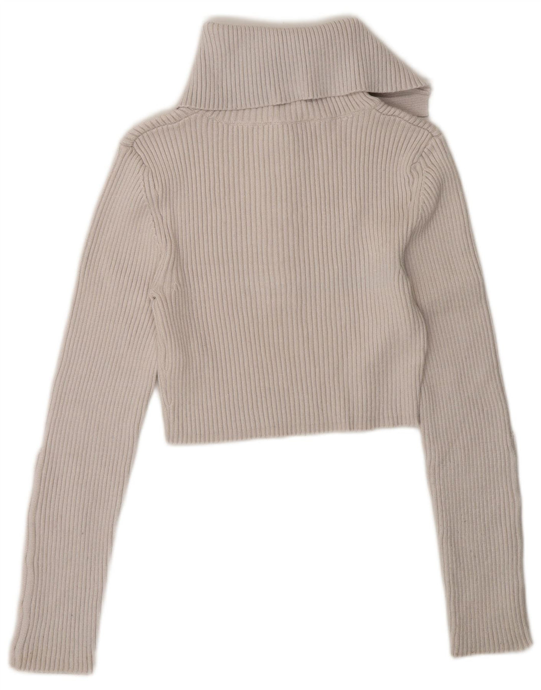 Zara Top curto feminino manga comprida Reino Unido 12 viscose branca média