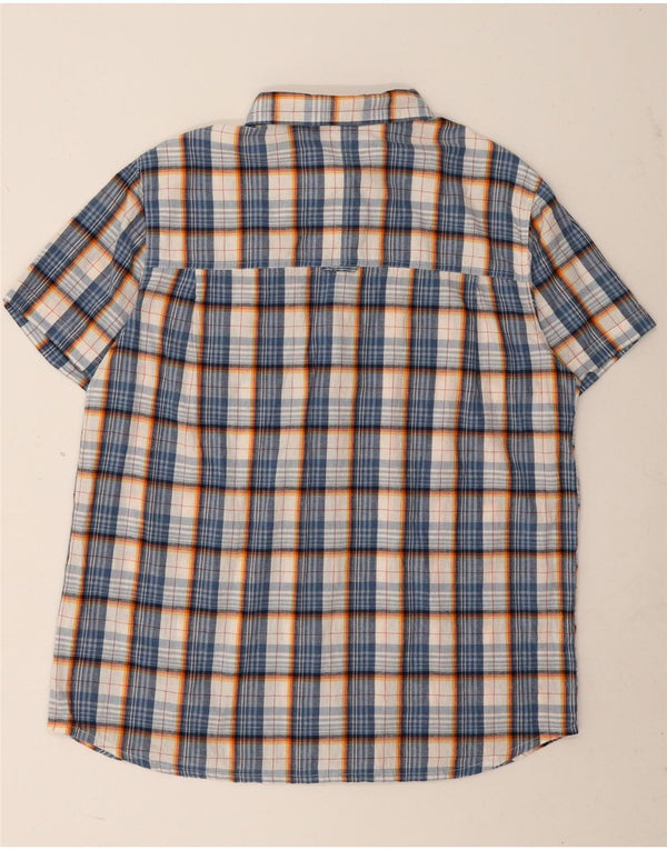 Mountain Warehouse Mens Short Sleeve Shirt XL Navy Blue Check Cotton