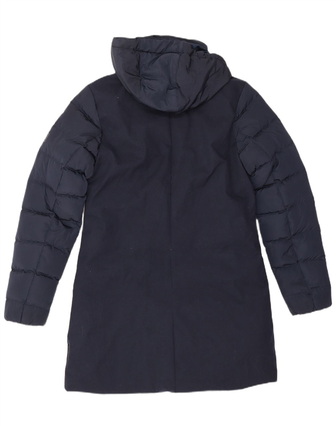 Casaco feminino Jack Wolfskin com capuz grande acolchoado Reino Unido 8/10 pequeno azul marinho
